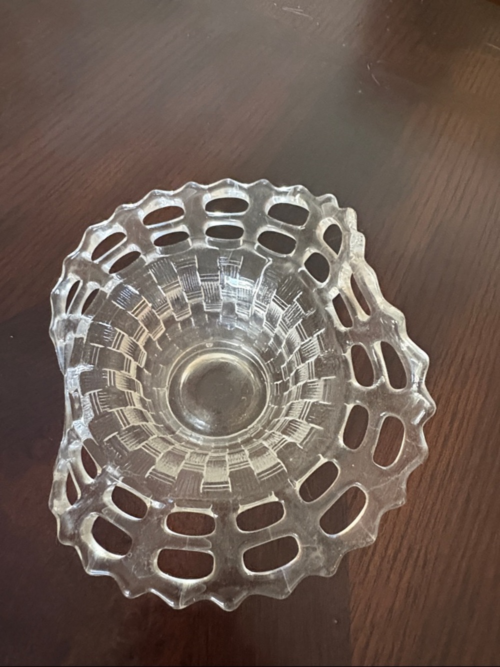 Vintage Clear Cut-Glass Decorative Bowl - Clear